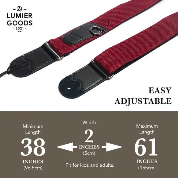 Lumier Guitar Strap Burgundy Red With 3 Picks and 3 Pick Holders - Picture 1 of 2